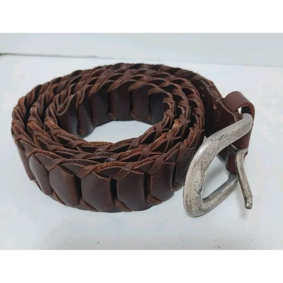Reward By Bill Adler Brown Genuine Leather Belt Chain Link Size 36/90 - 28-43 - Picture 1 of 10